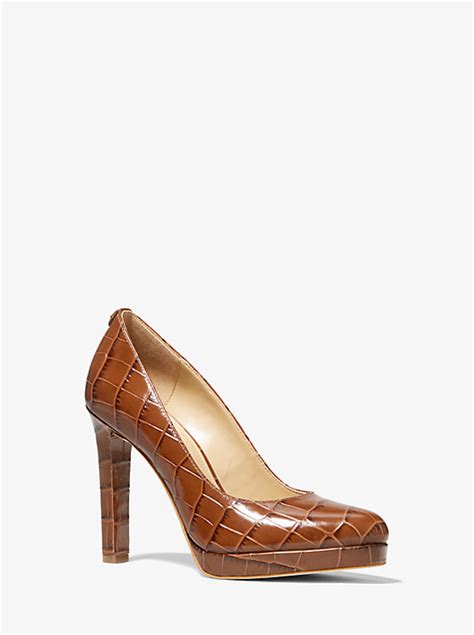 michael kors ethel platform pumps|Ethel Crocodile Embossed Leather Pump .